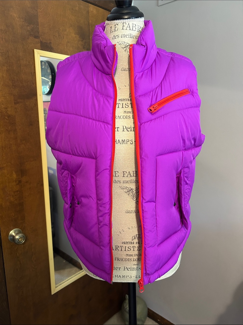 Arizona Jean Company Vibrant Purple & Red Puffer Vest